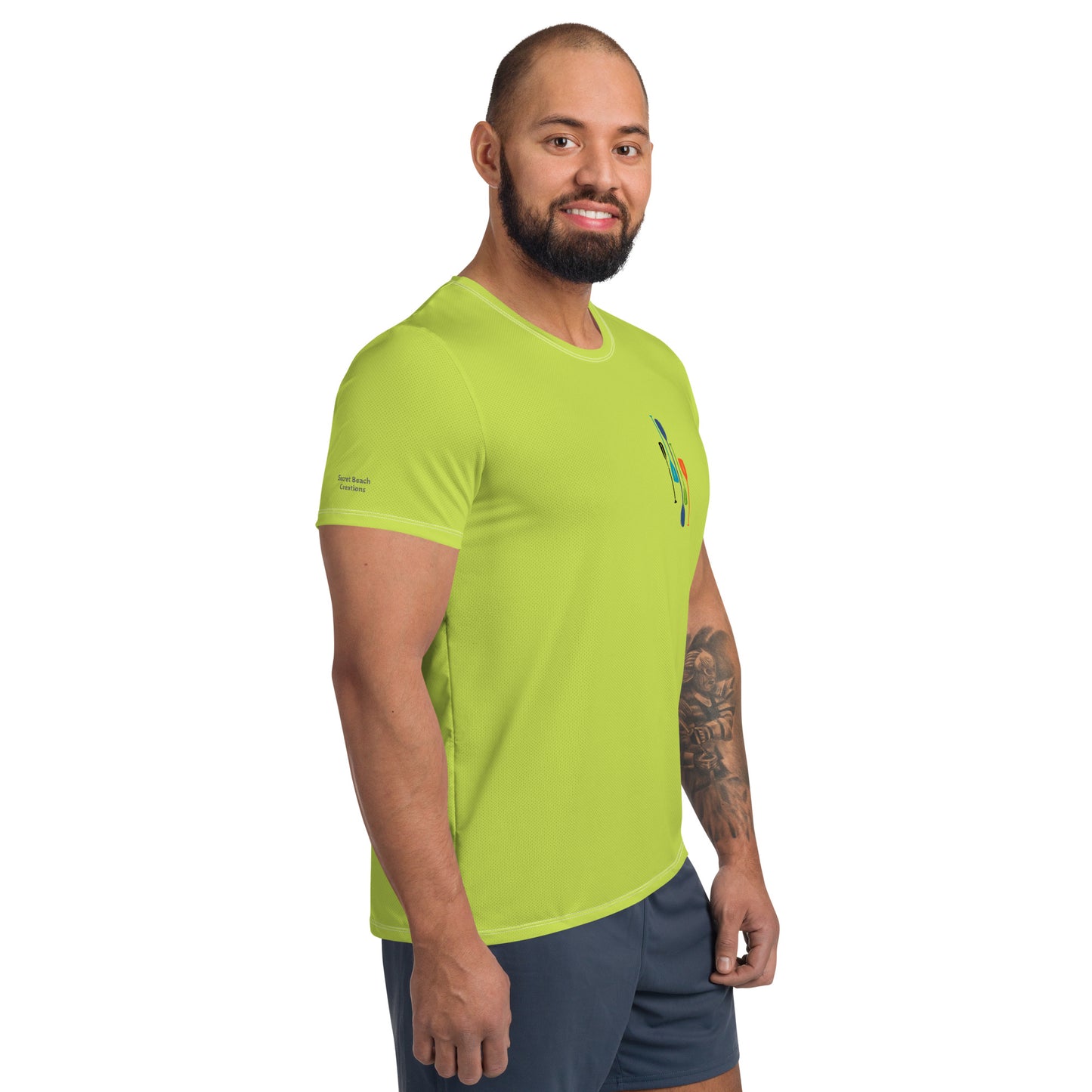 Paddles Men's Hi-Viz Green Athletic T-shirt