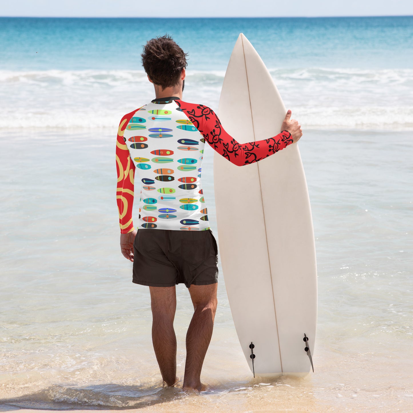 Black, Red & Boards Men's Rash Guard