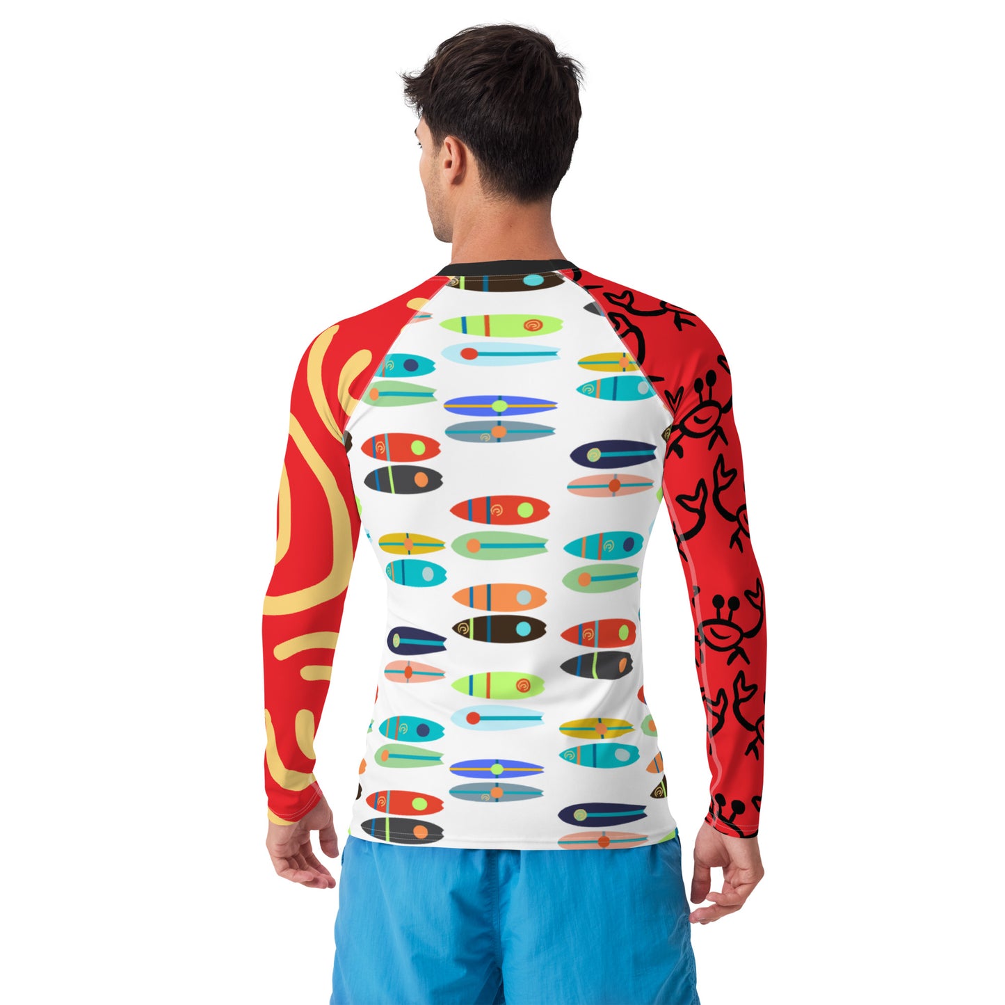 Black, Red & Boards Men's Rash Guard