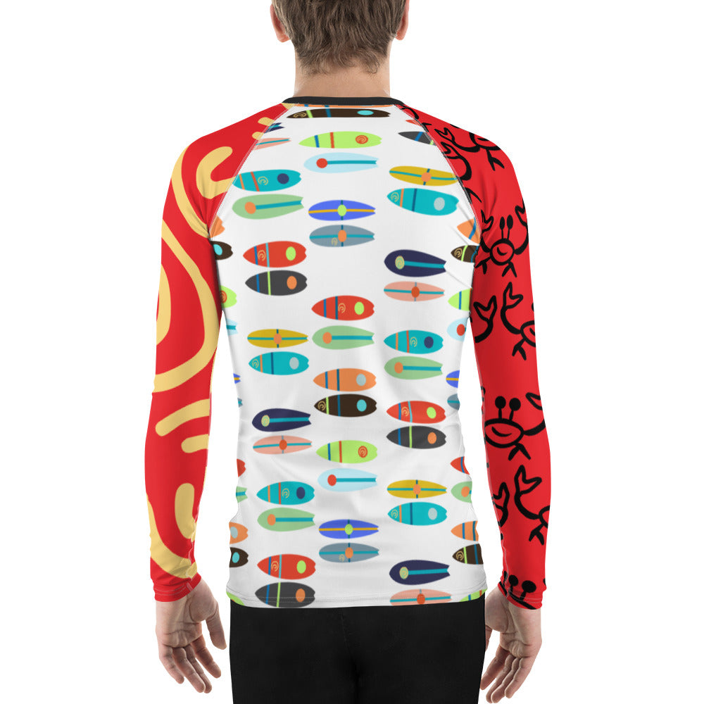 Black, Red & Boards Men's Rash Guard
