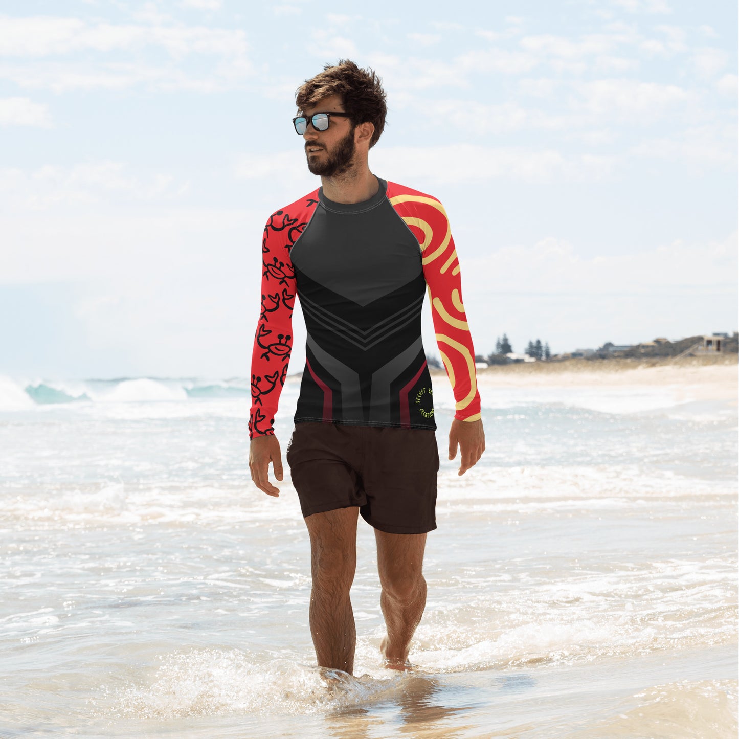 Black, Red & Boards Men's Rash Guard