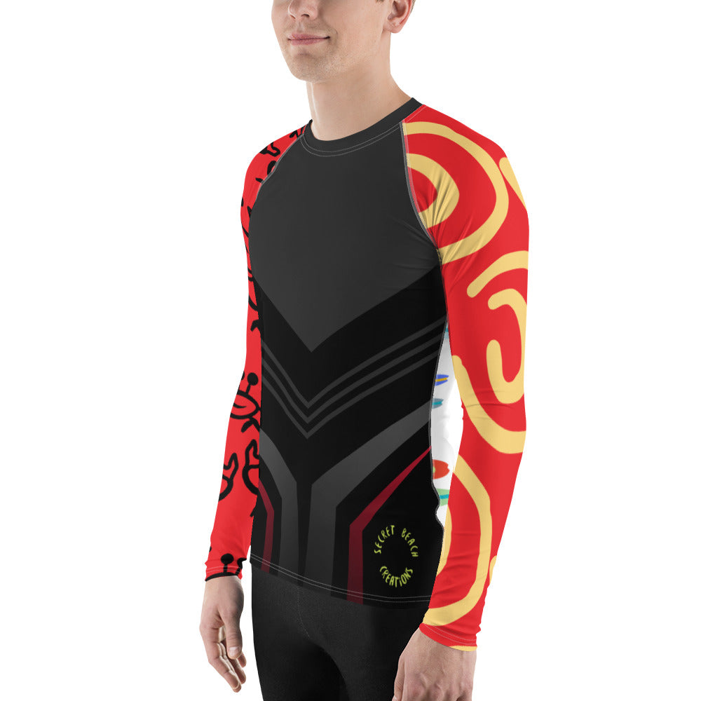 Black, Red & Boards Men's Rash Guard