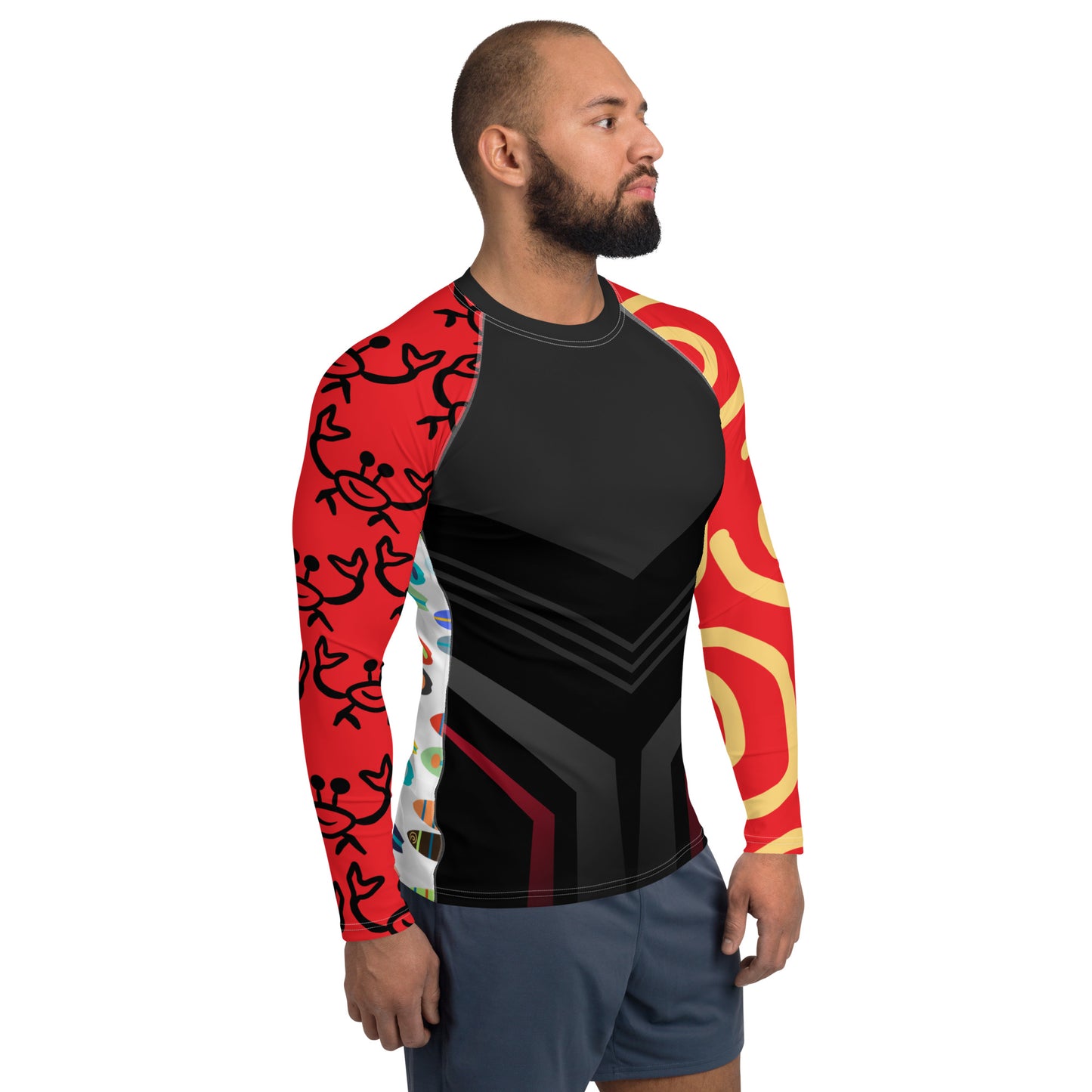 Black, Red & Boards Men's Rash Guard