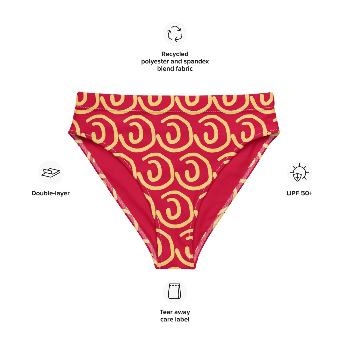 Sunny Red high-waisted bikini bottom