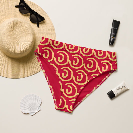 Sunny Red high-waisted bikini bottom