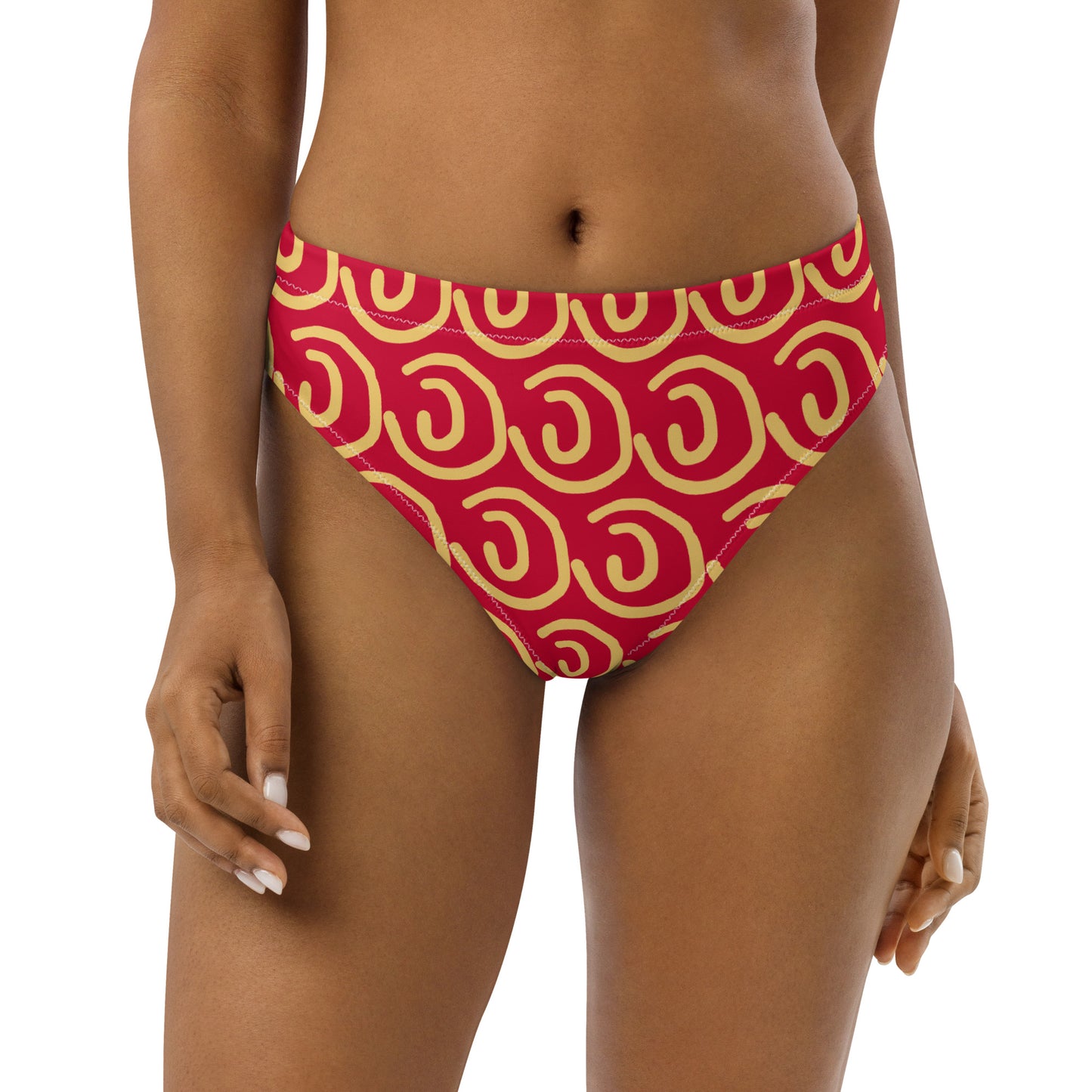 Sunny Red high-waisted bikini bottom