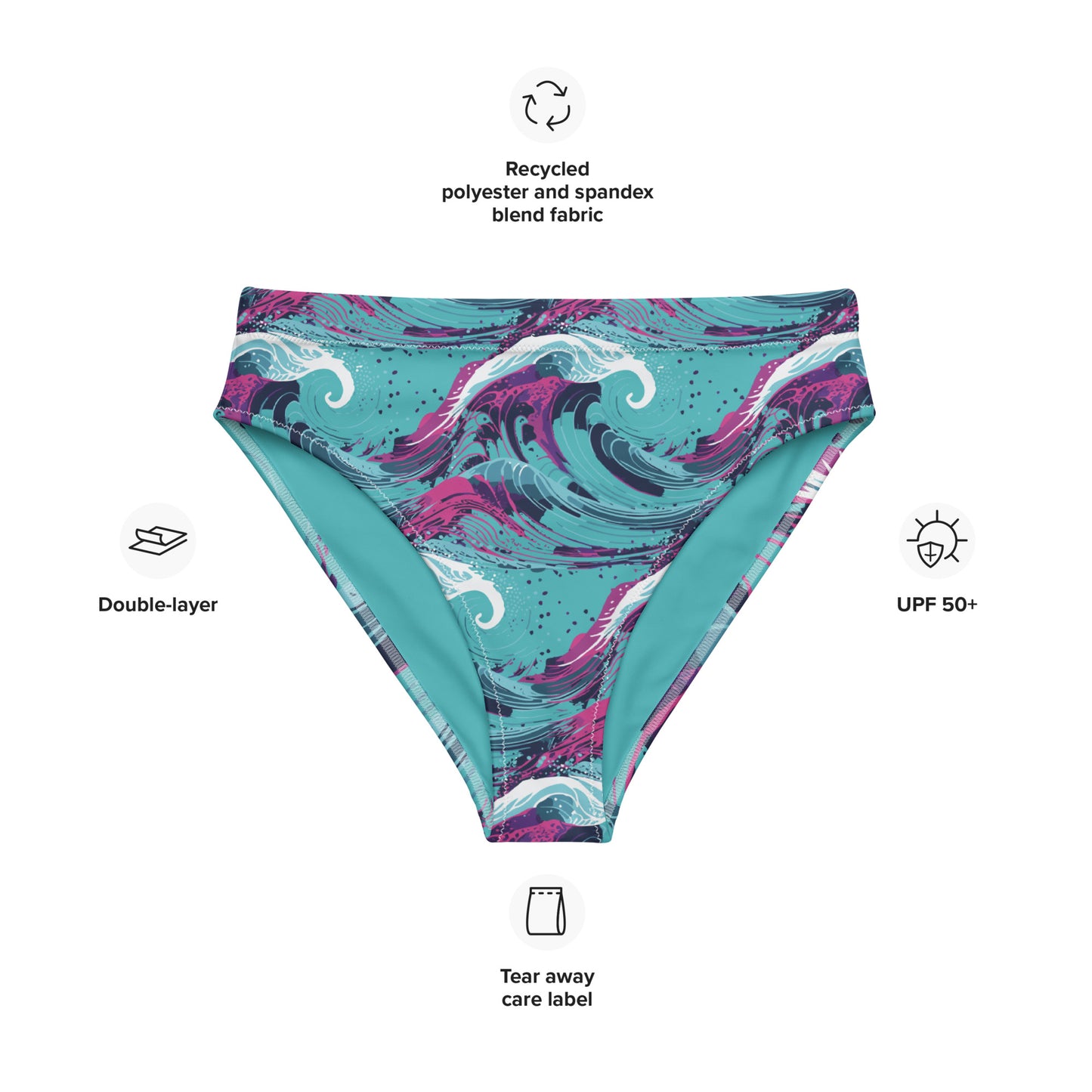 Waves Blue Bikini Bottom High-Waist