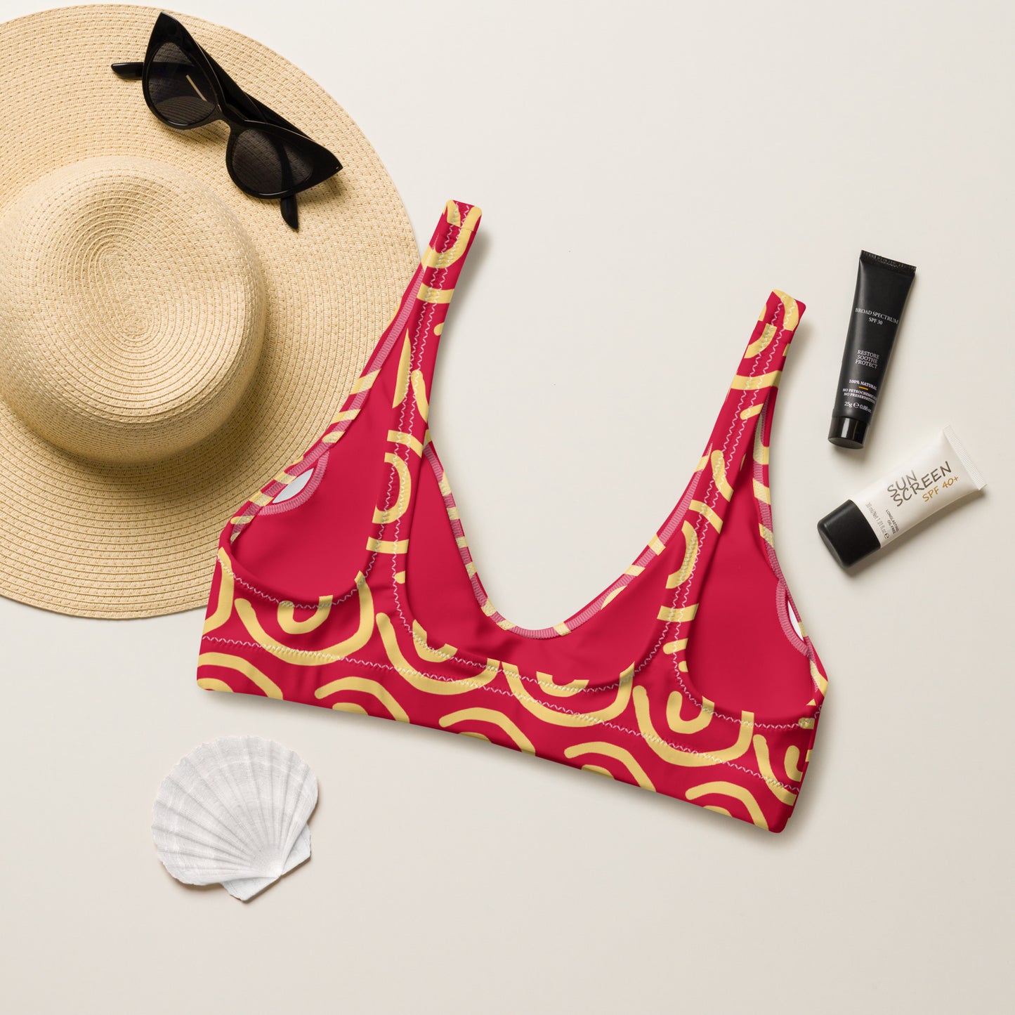 Sunny Red padded bikini top