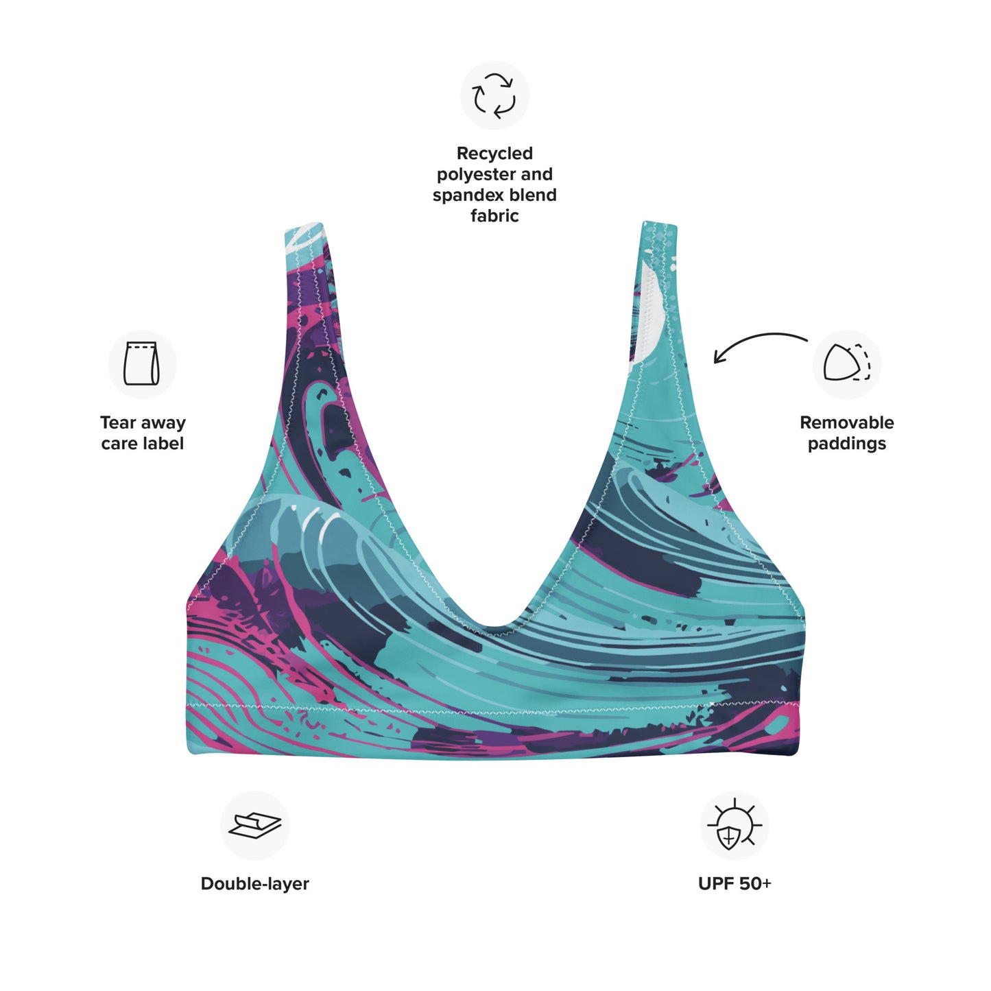 Waves Blue Padded Bikini Top