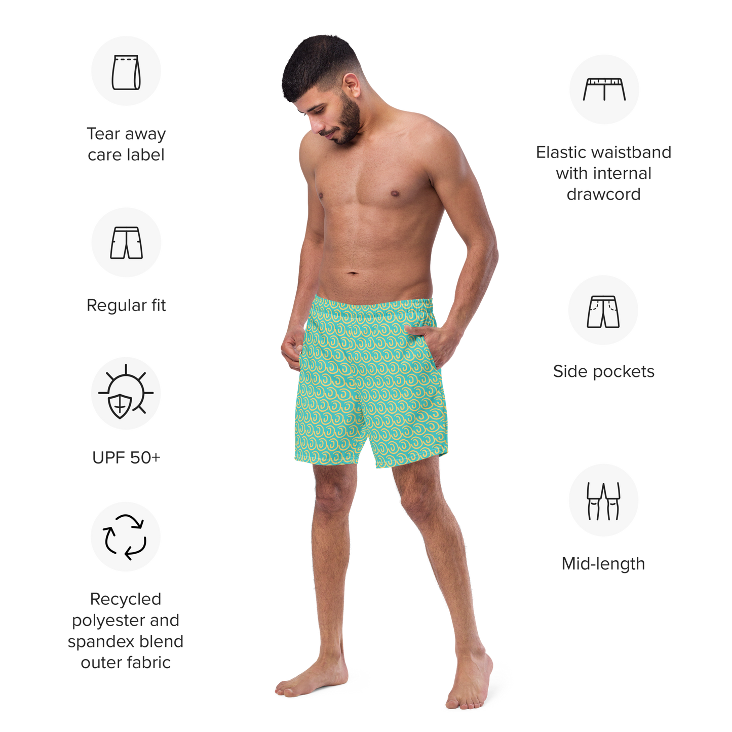 Sunny Teal Men's swim trunks