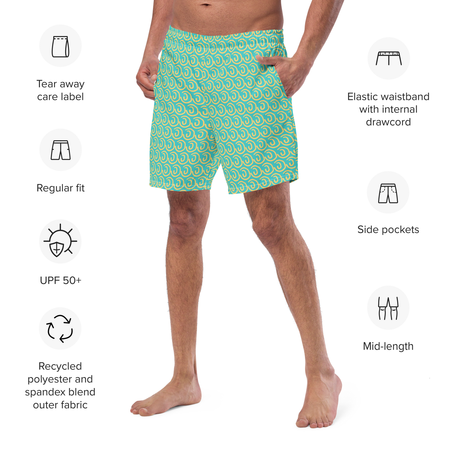 Sunny Teal Men's swim trunks