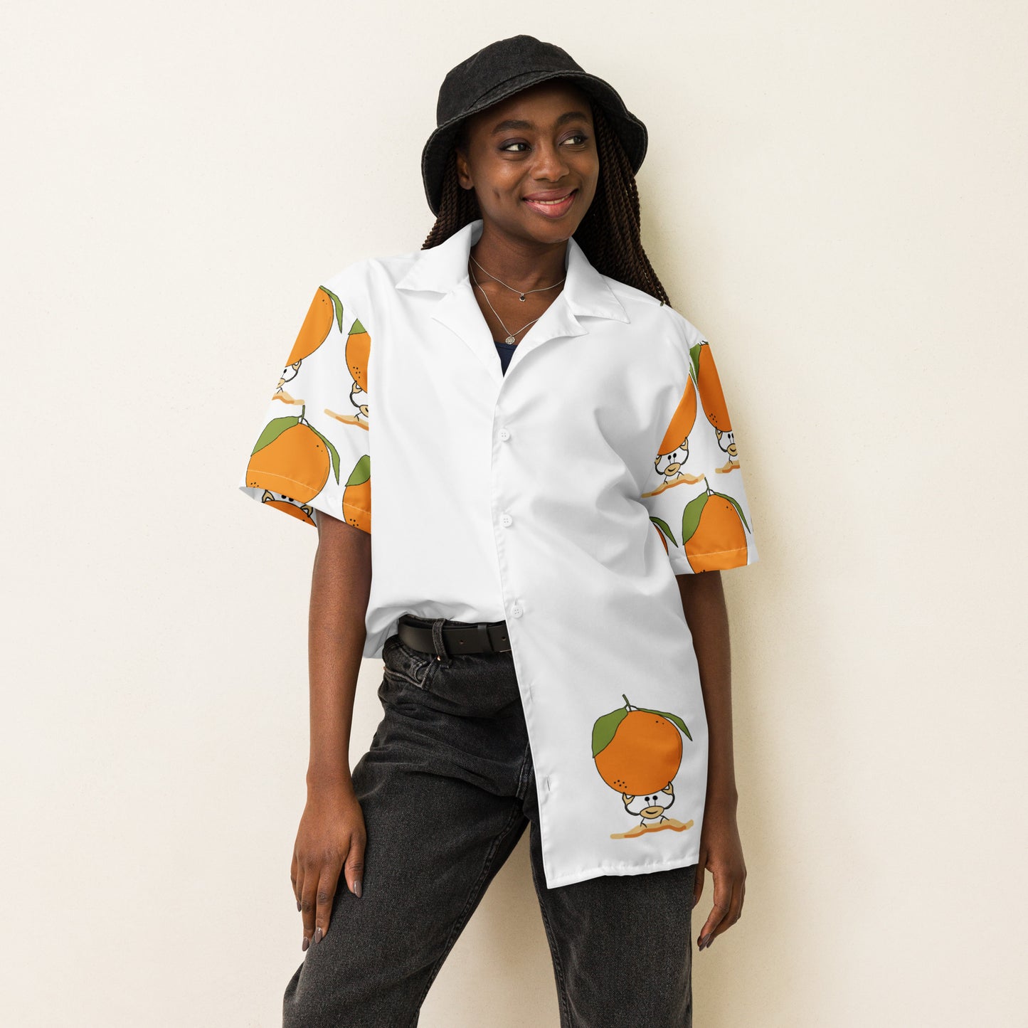 Orange Crab Button Shirt Unisex