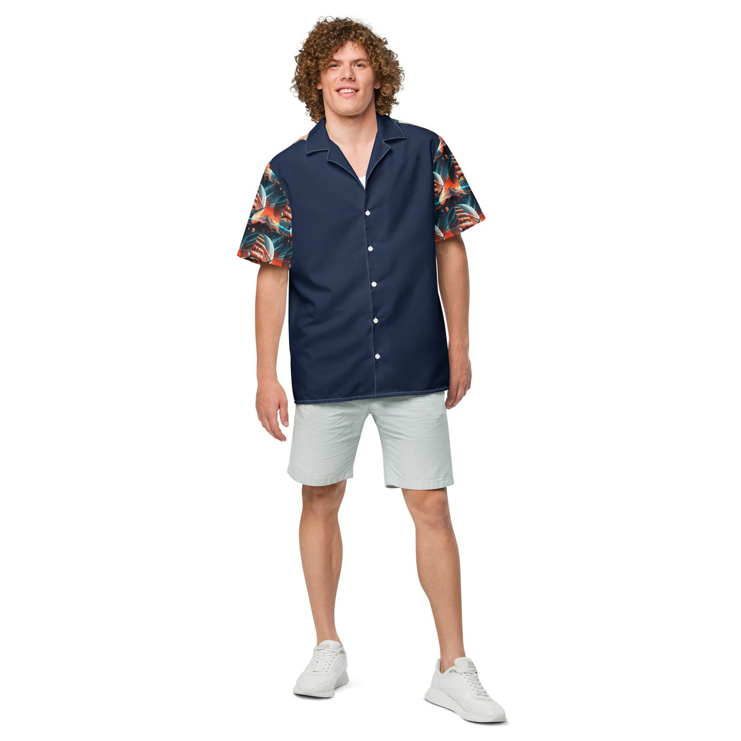 Schooner to Jupiter Button Shirt Unisex Blue