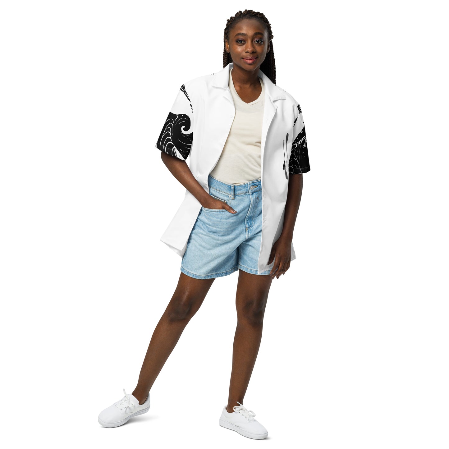 Paddle! Black-White Button Shirt