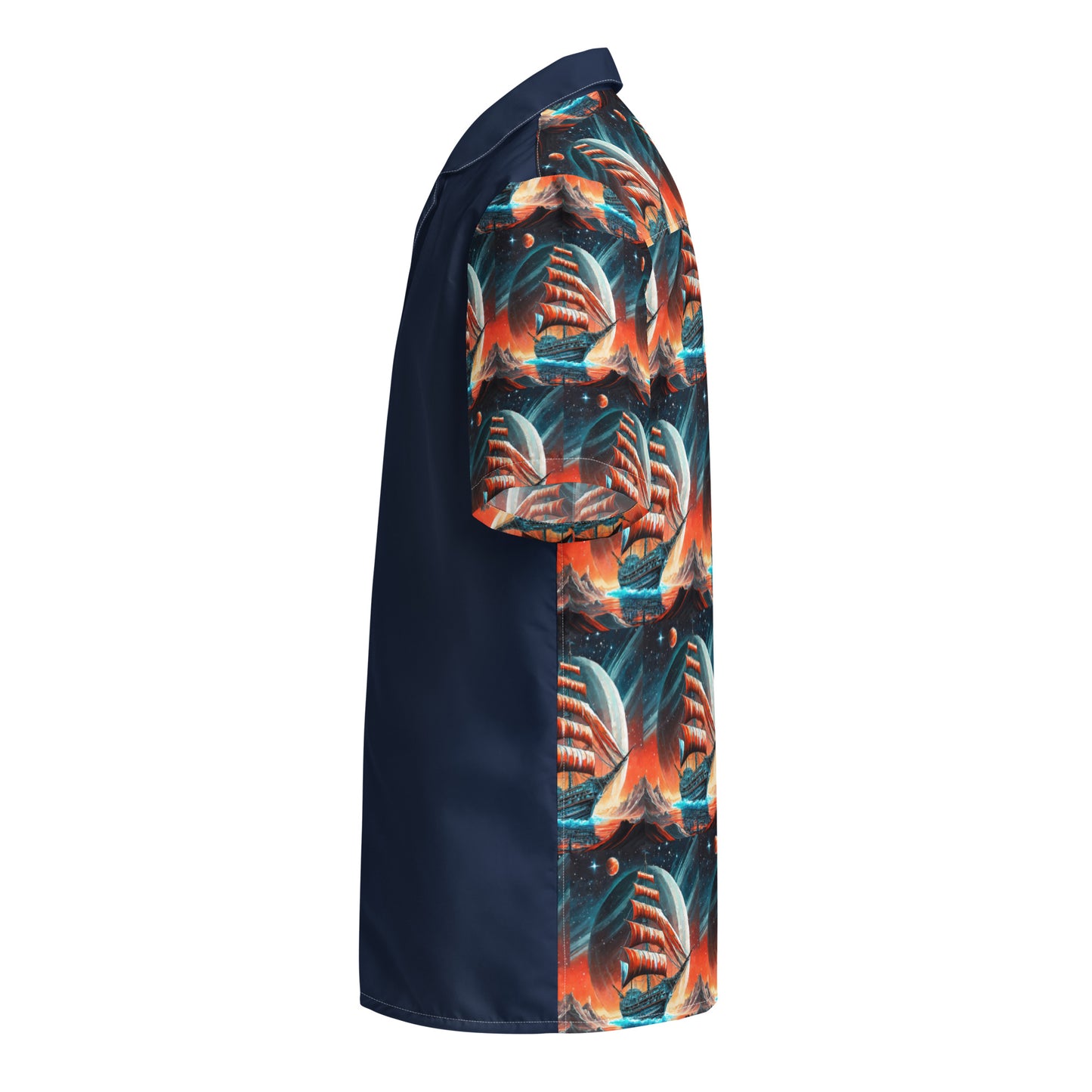 Schooner to Jupiter Button Shirt Unisex Blue