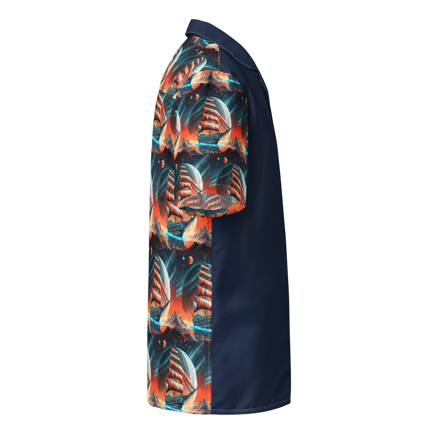 Schooner to Jupiter Button Shirt Unisex Blue
