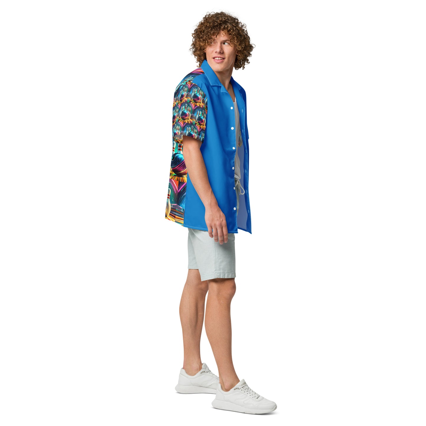 Celebrate Bowling! Button Shirt in Blue