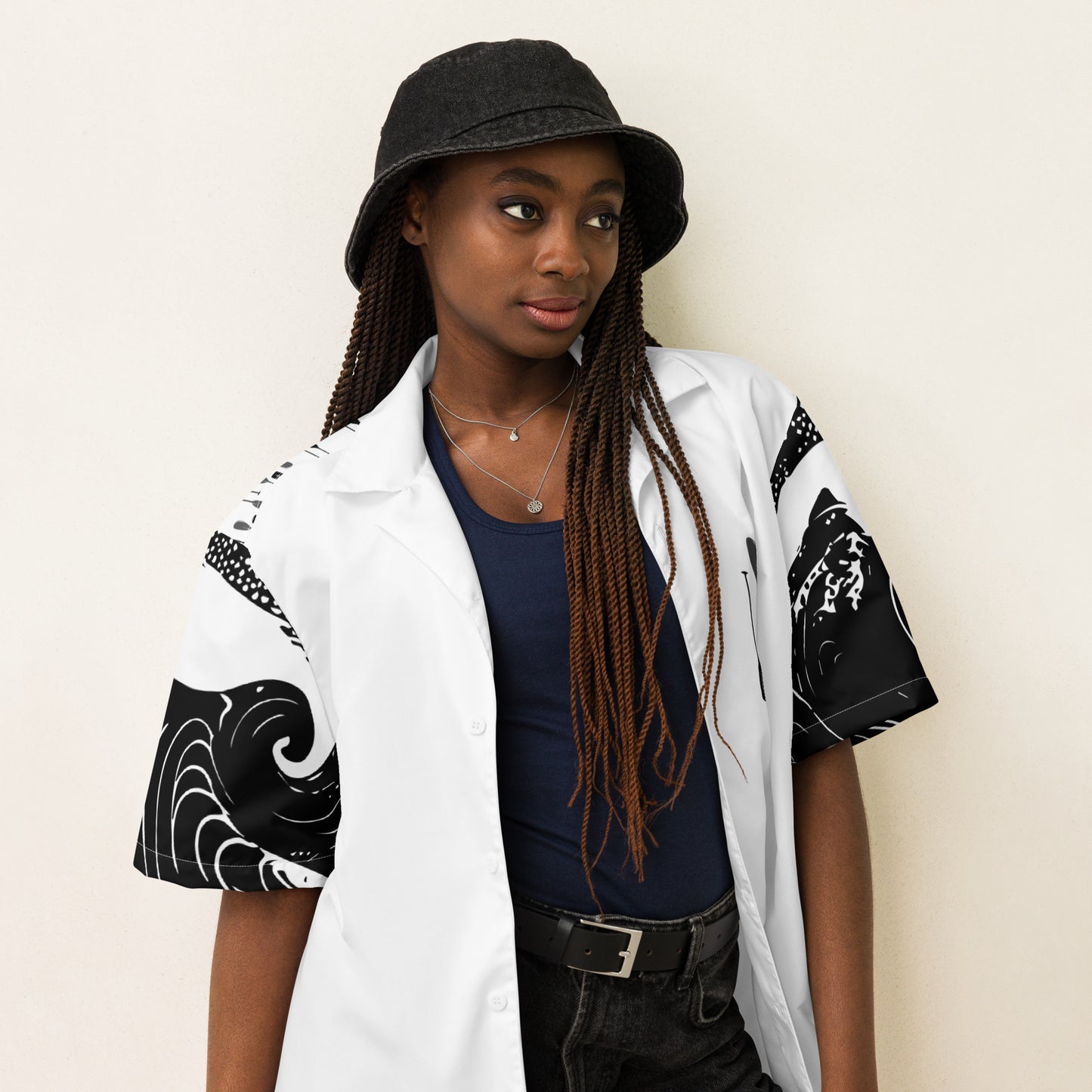 Paddle! Black-White Button Shirt