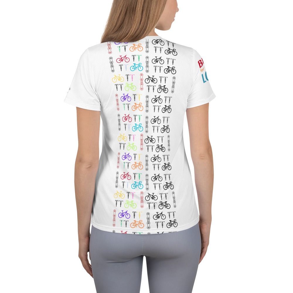 Bikes Women's Athletic White T-shirt