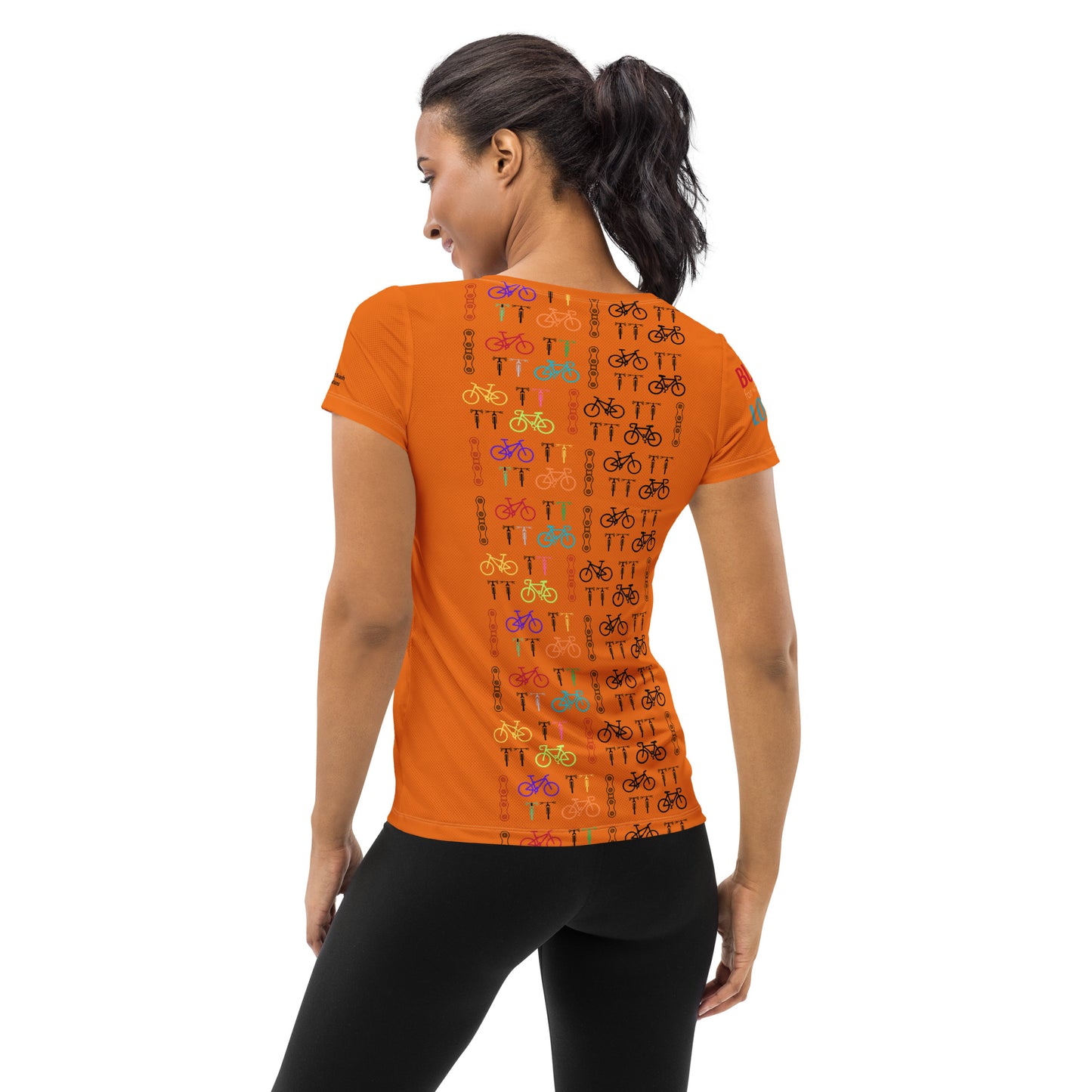 Bicycles Women's Athletic HiViz-Mango T-shirt