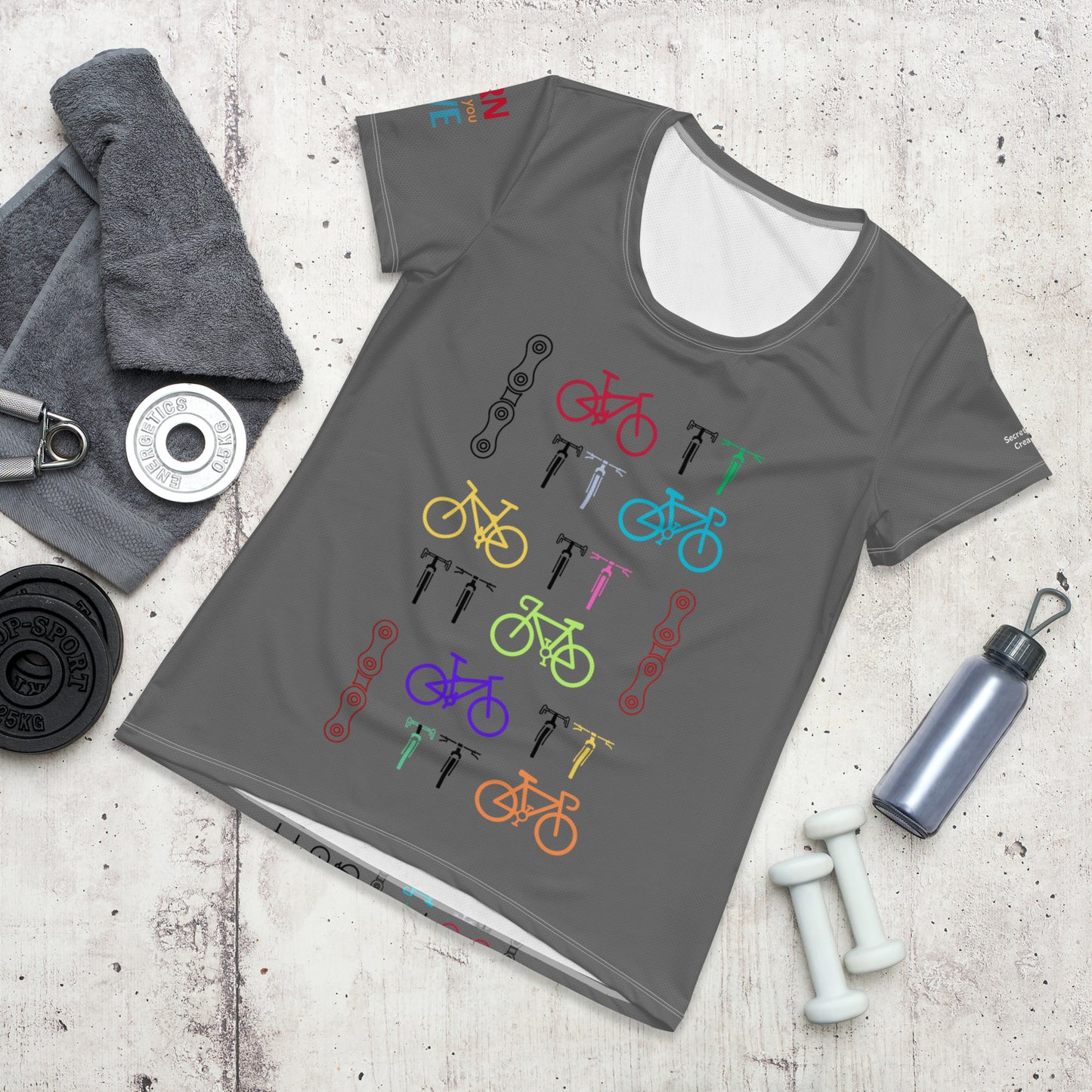 Bikes Grey Women's Athletic T-shirt