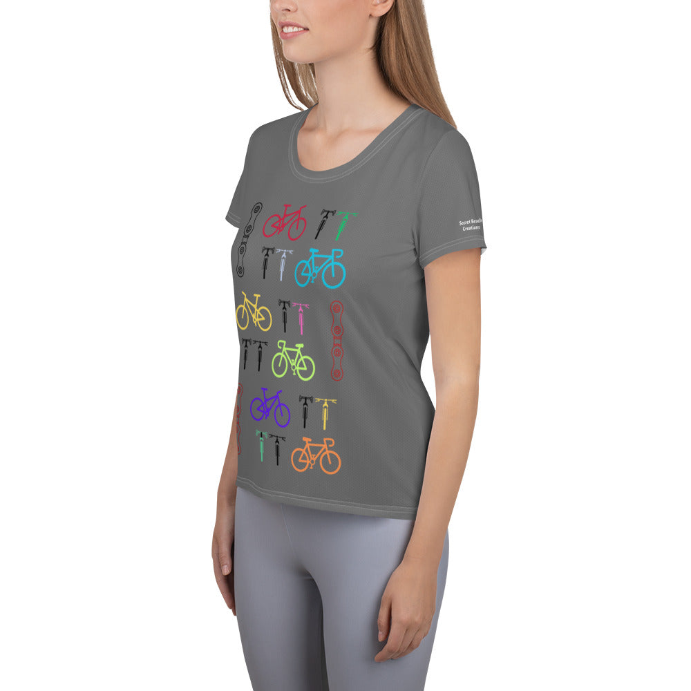 Bikes Grey Women's Athletic T-shirt