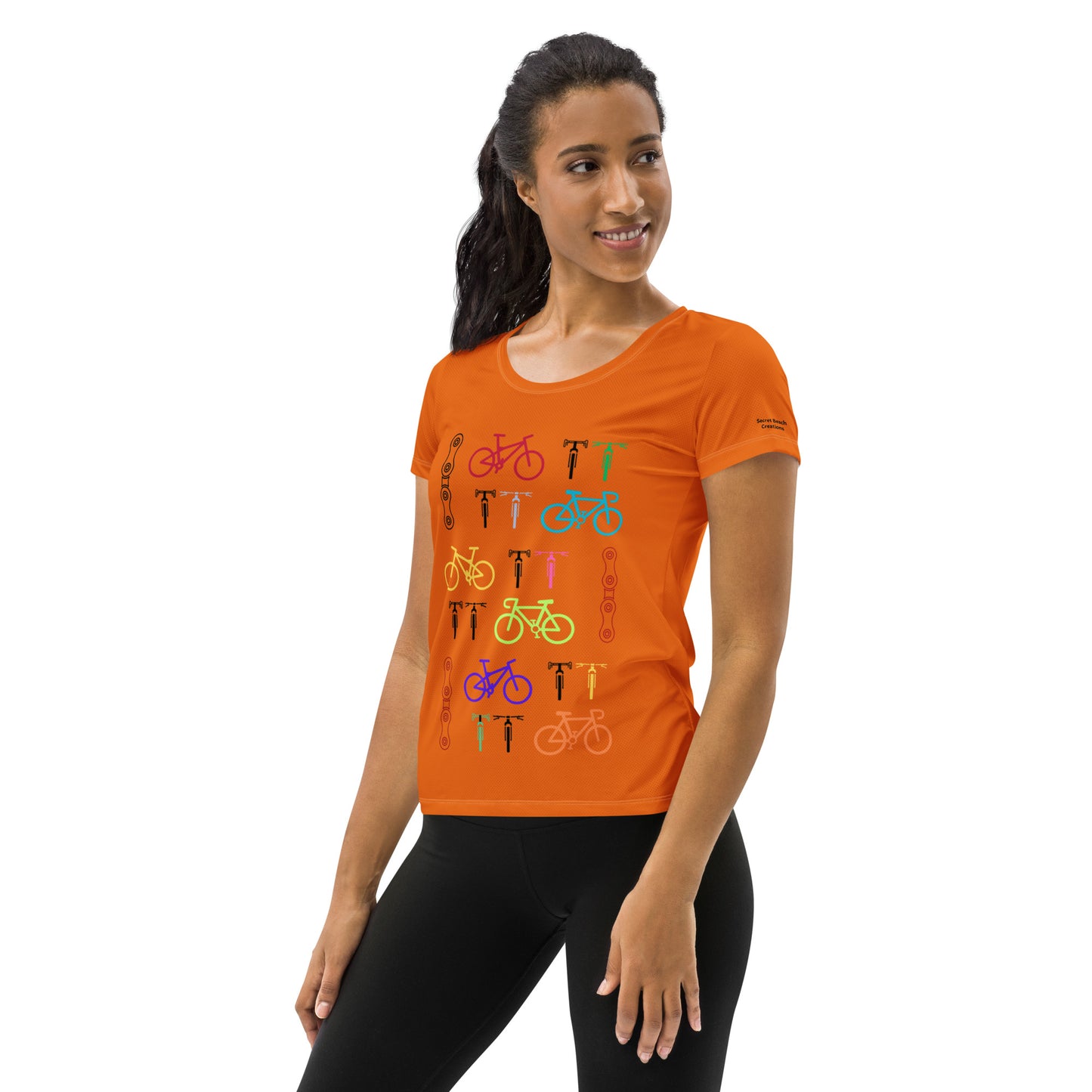 Bicycles Women's Athletic HiViz-Mango T-shirt