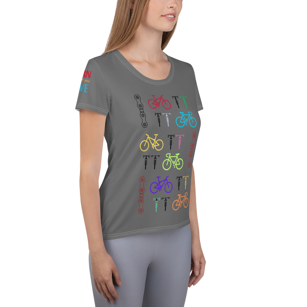 Bikes Grey Women's Athletic T-shirt