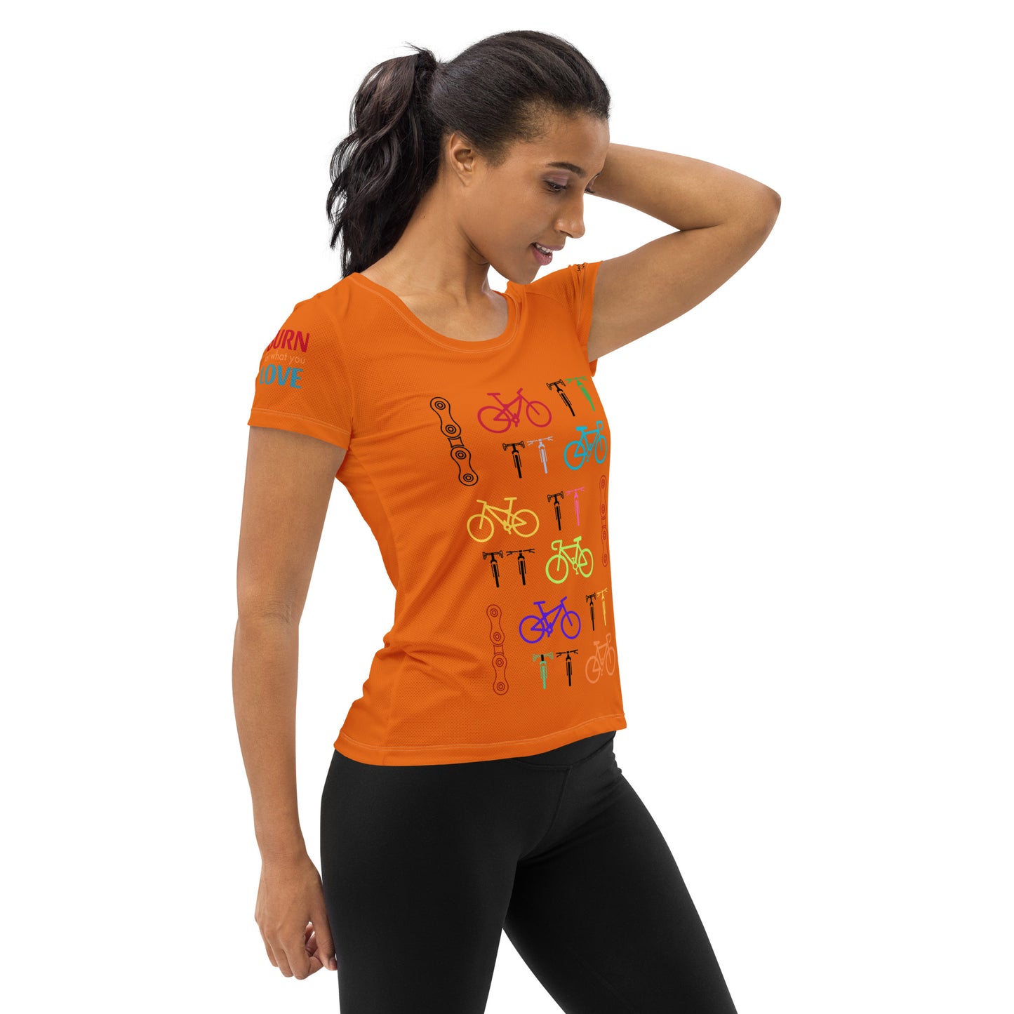 Bicycles Women's Athletic HiViz-Mango T-shirt