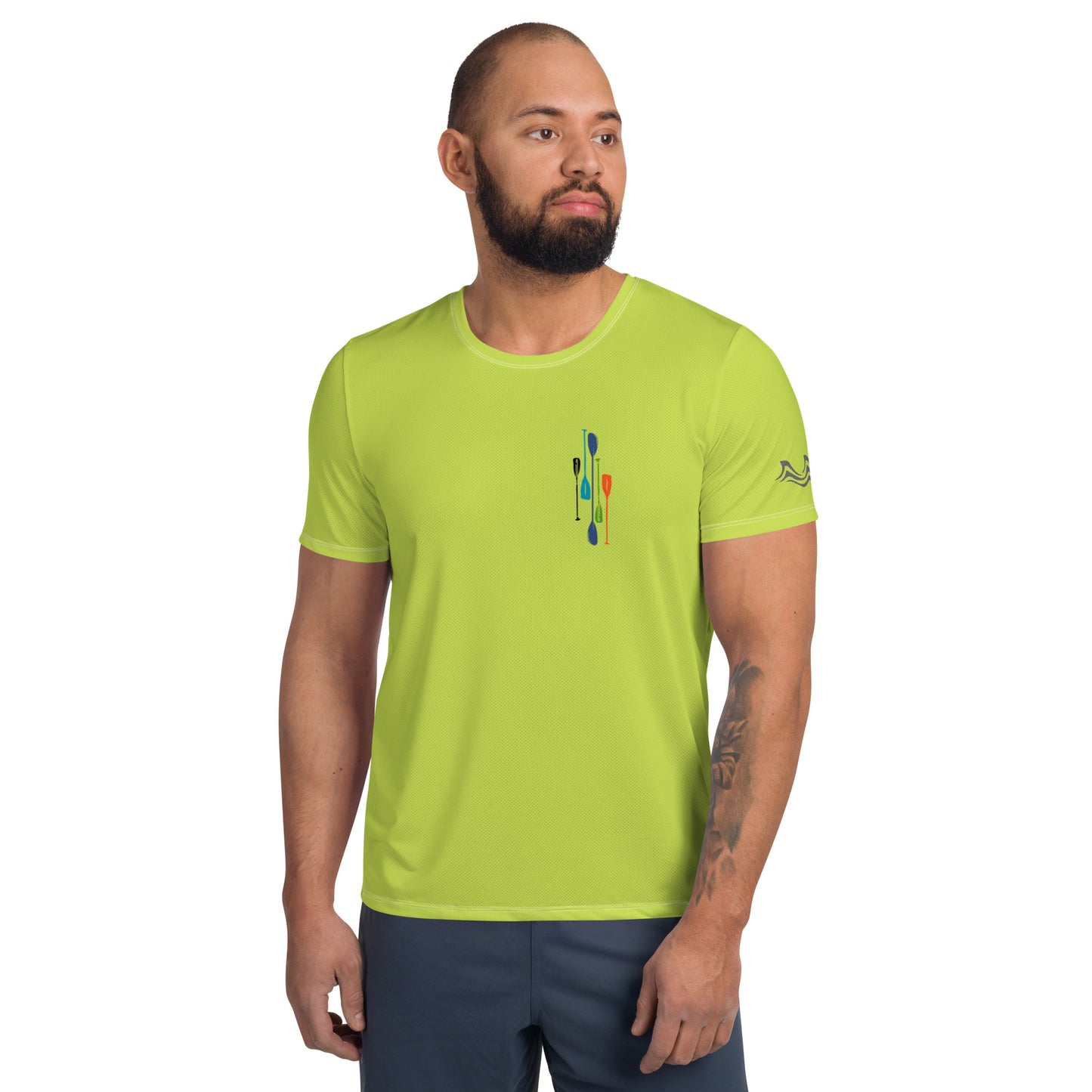 Paddles Men's Hi-Viz Green Athletic T-shirt