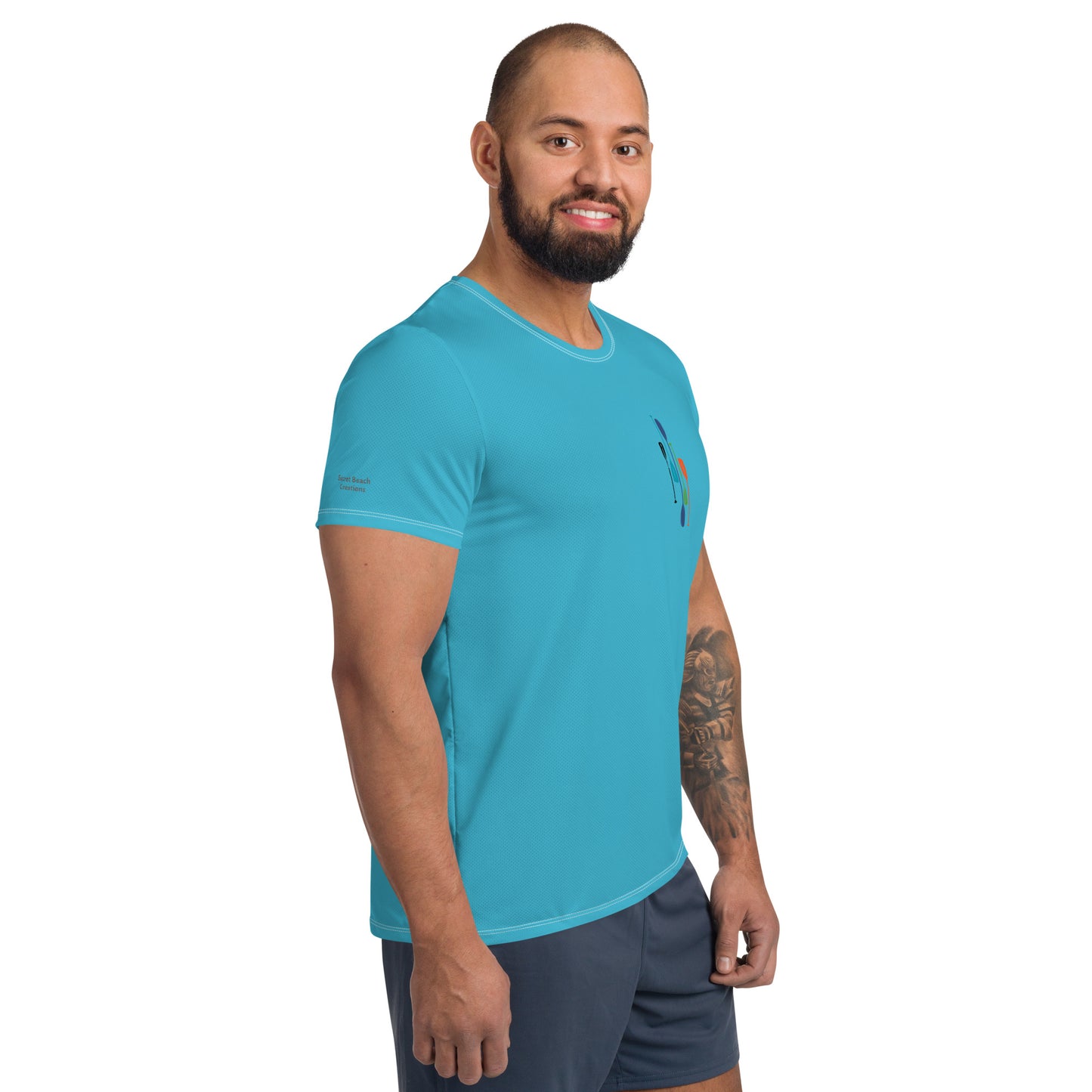 Paddles Men's Bright Blue Athletic T-shirt