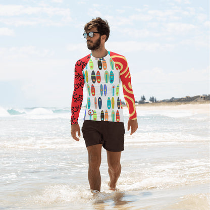 Red, White & Boards Men's Rash Guard