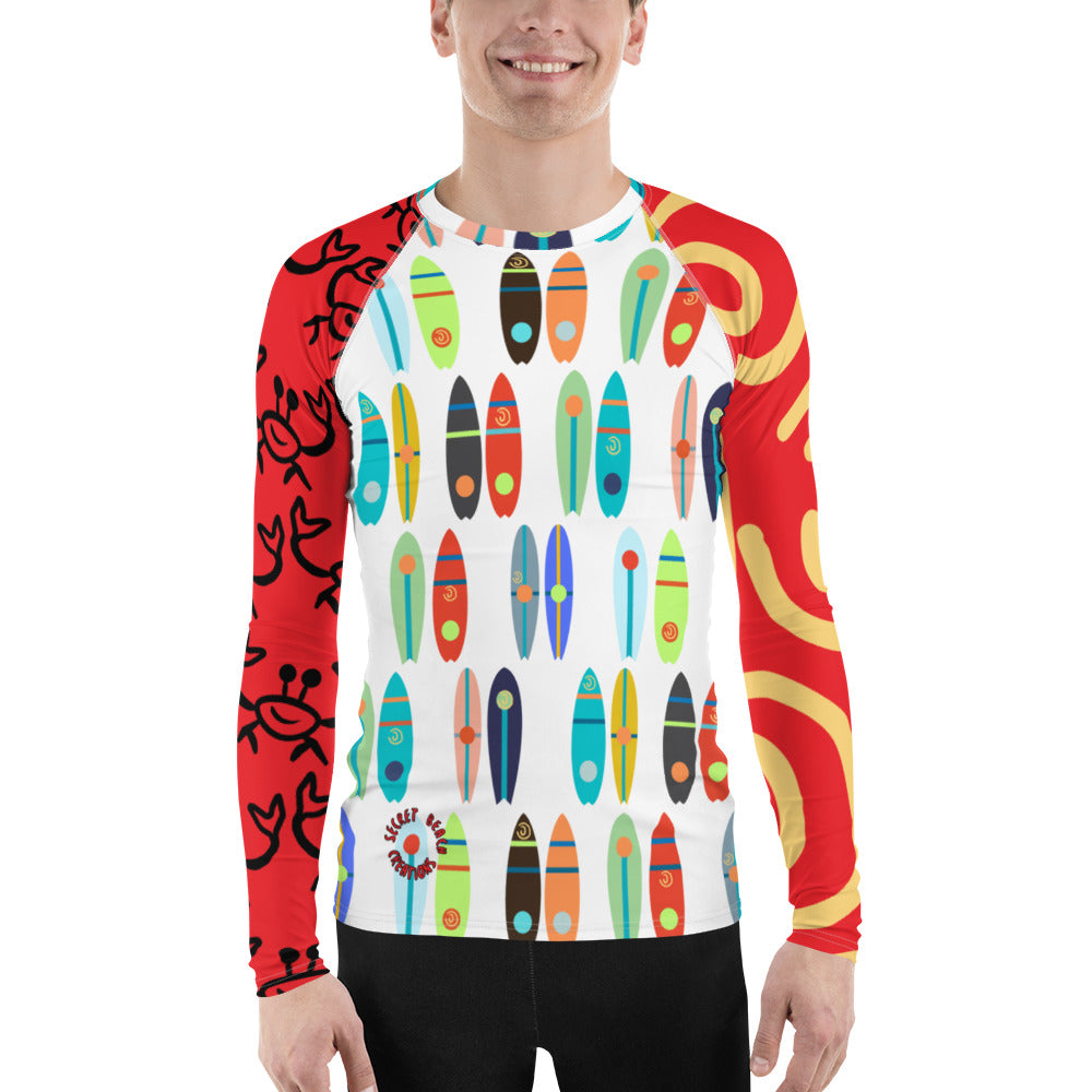 Red, White & Boards Men's Rash Guard