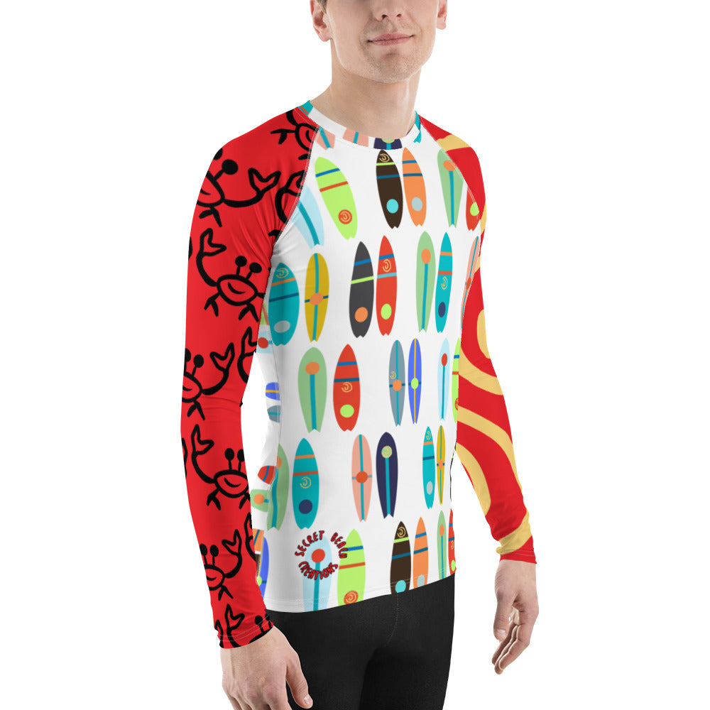 Red, White & Boards Men's Rash Guard