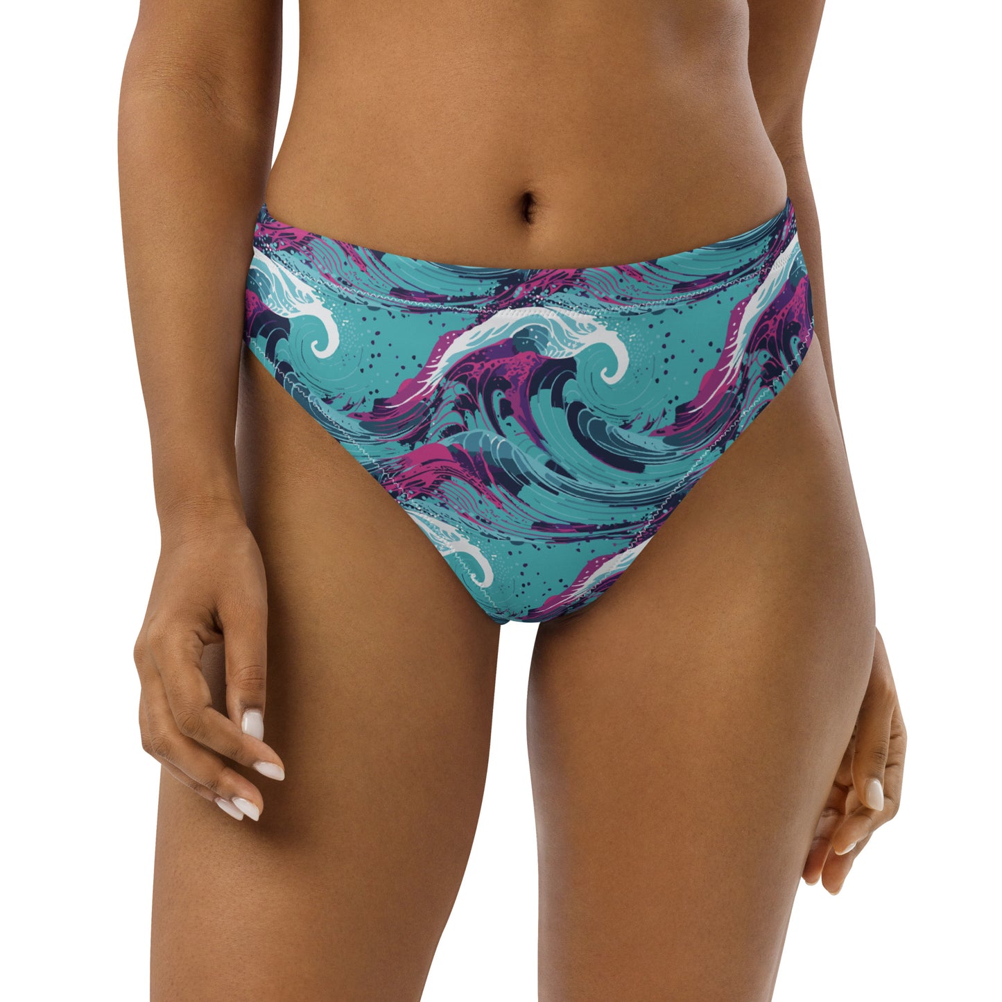 Waves Blue high-waisted bikini bottom