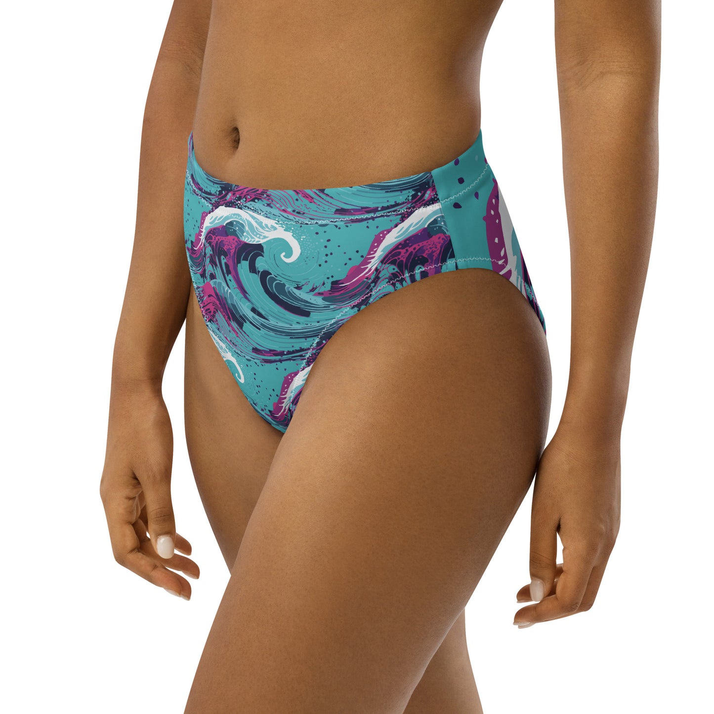 Waves Blue high-waisted bikini bottom