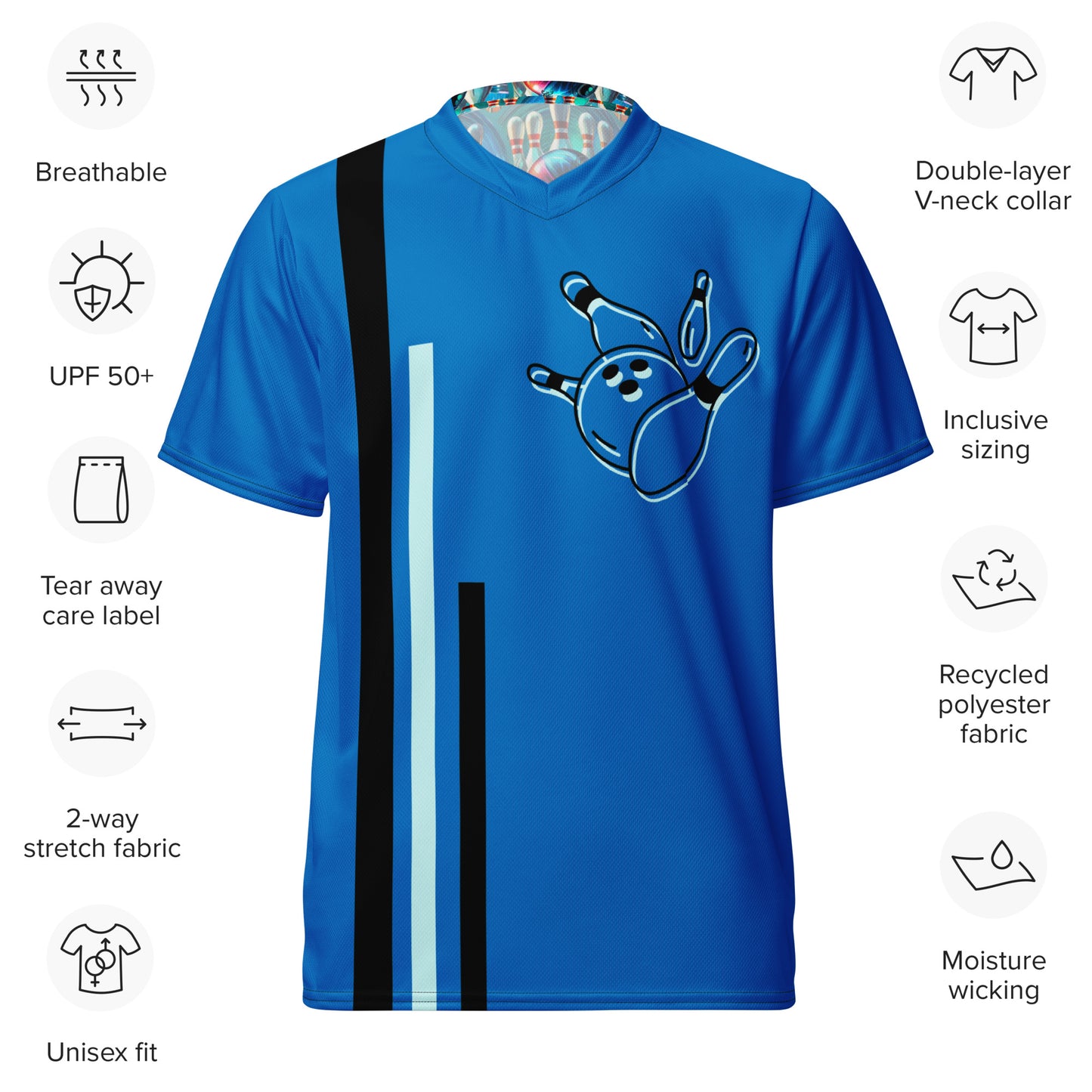 Bowling Unisex Sports Jersey Blue