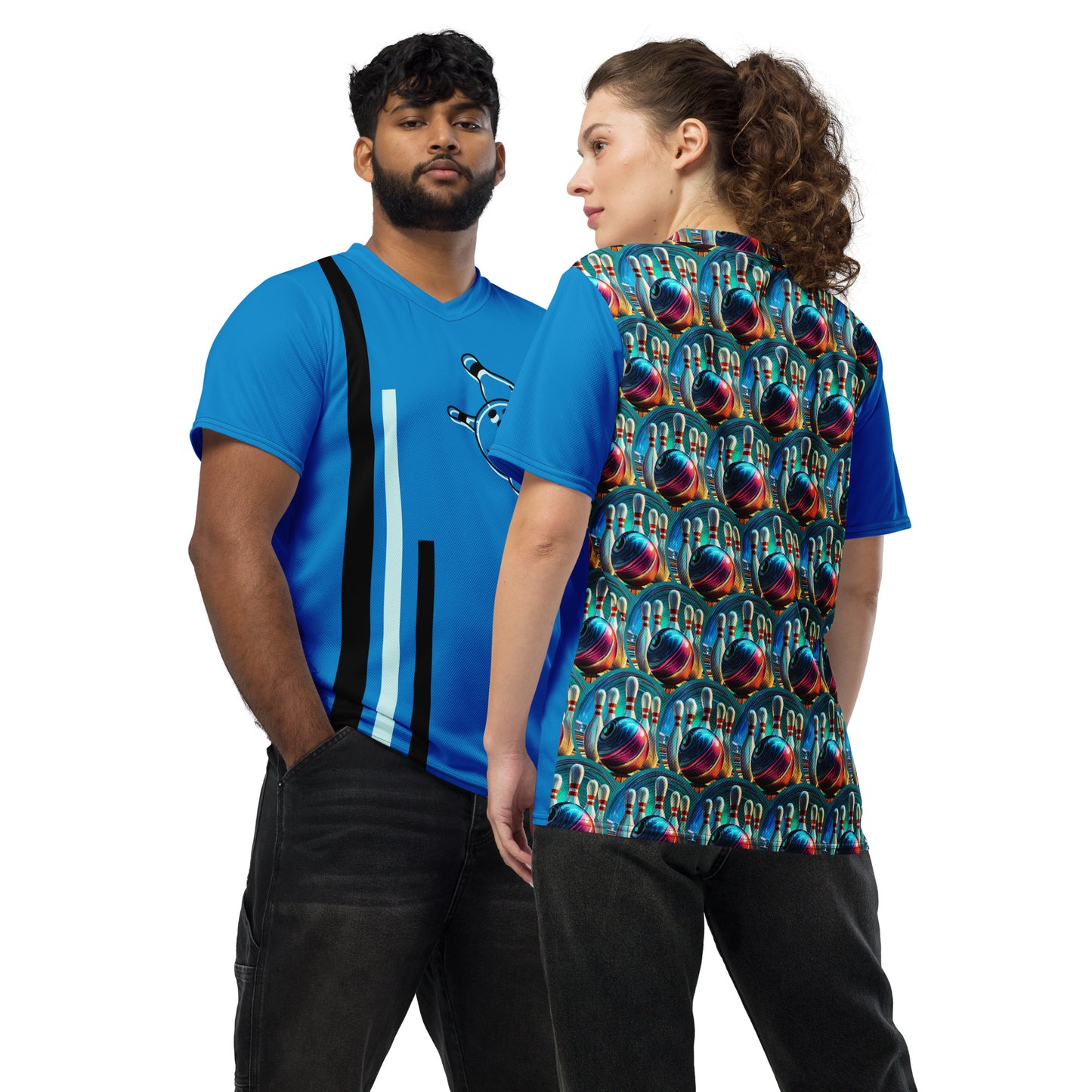 Bowling Unisex Sports Jersey Blue