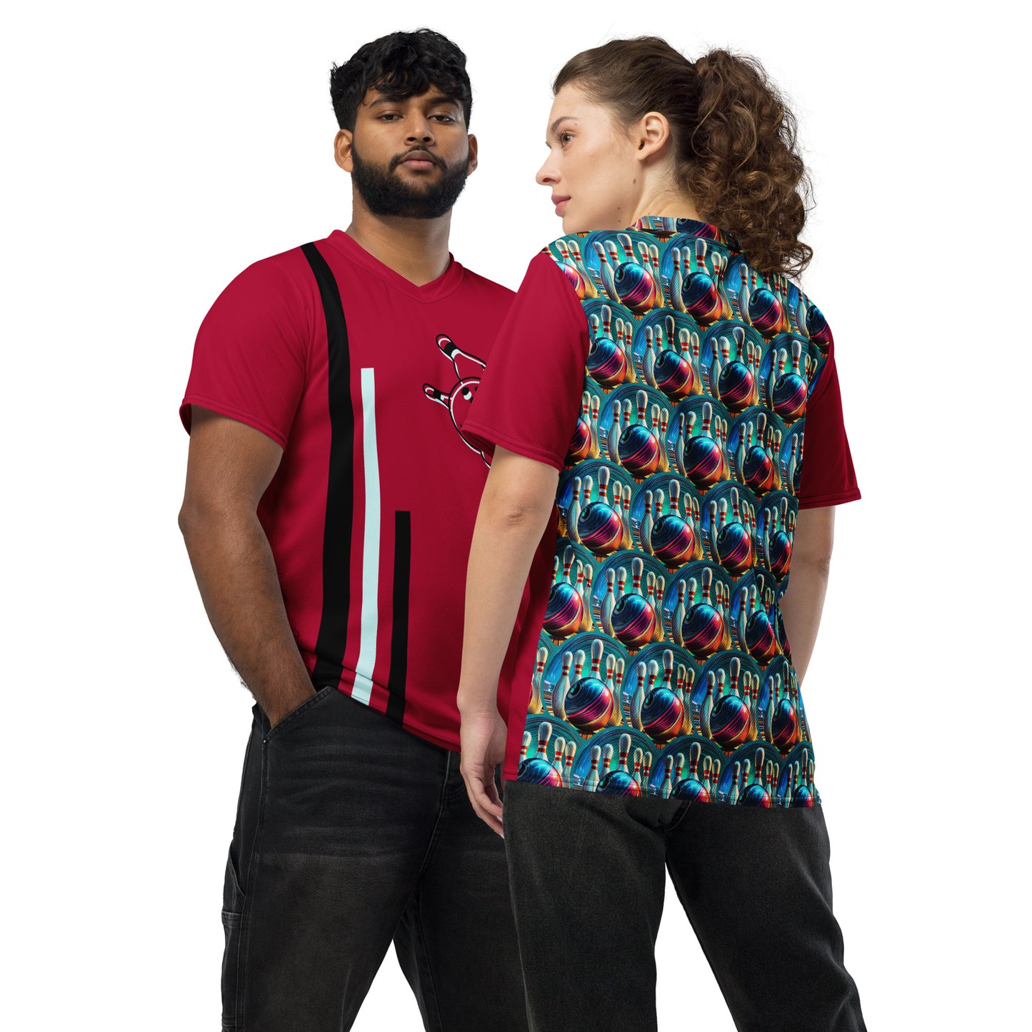 Bowling Unisex Sports Jersey Carmine