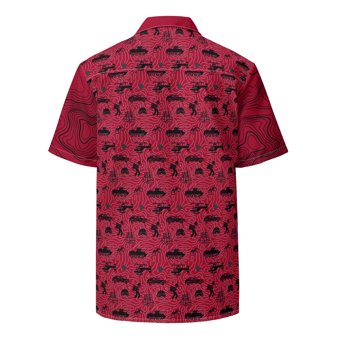 Military Button Shirt Red Unisex