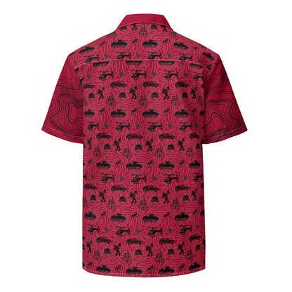 Military Button Shirt Red Unisex