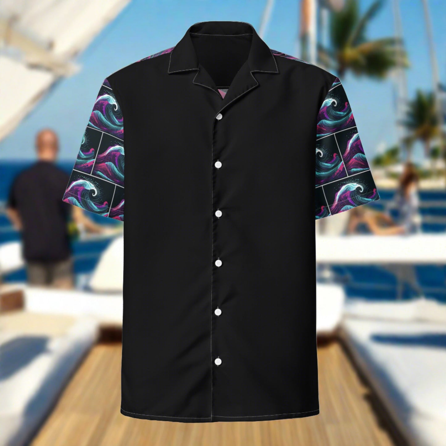 The Wave Button Shirt Blk