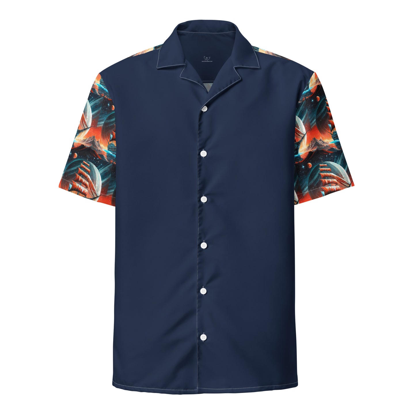 Schooner to Jupiter Button Shirt Unisex Blue