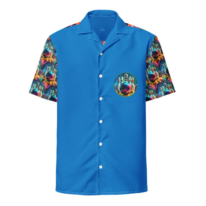 Celebrate Bowling! Button Shirt Unisex Blue