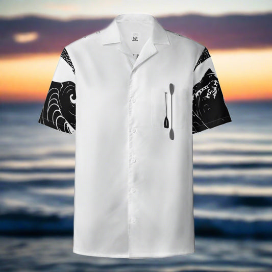 Lets Paddle! Black-White Unisex ButtonShirt