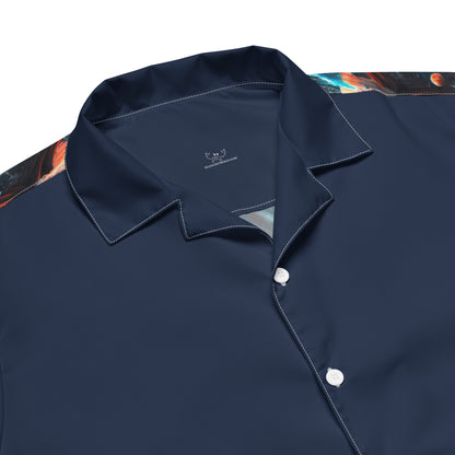 Schooner to Jupiter Button Shirt Unisex Blue