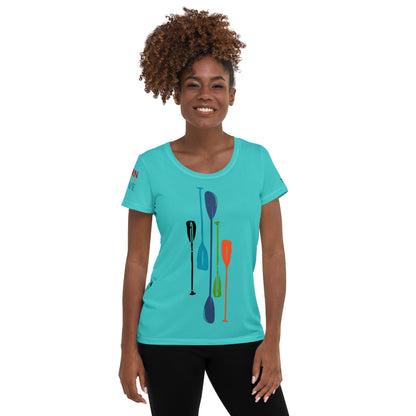 Paddles Hi-Viz Blue Women's Athletic T-shirt