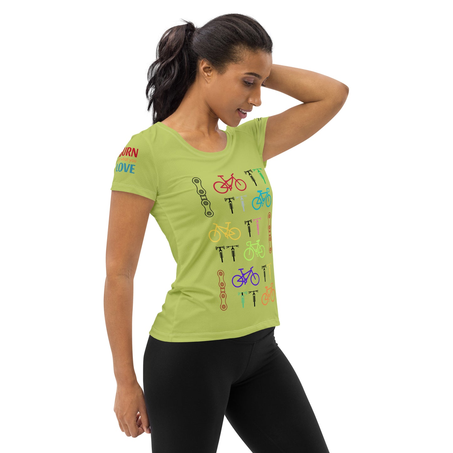 Bicycles Hi-Viz Green Women's Athletic T-shirt