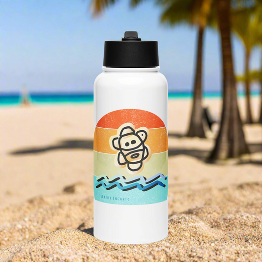 Mar y Sol Taino Stainless steel water bottle with a straw lid