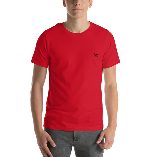 Image of a red t-shirt with a ghost crab design.